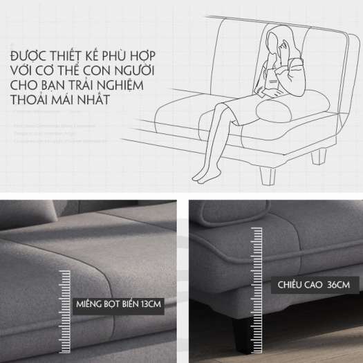 Ghế - Ghế sofa phong cách Hàn Quốc - Giường Sofa Rộng 1m x Dài 1m2 Gấp Gọn Thành Ghế  Đa Năng