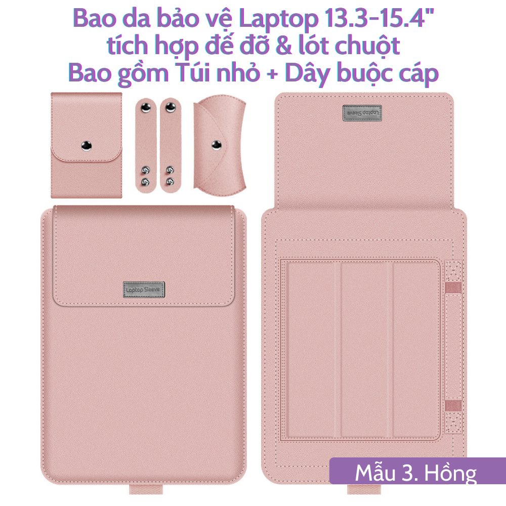 Sẵn VN - W&Q Bao Da Bao Laptop Macbook 13 13.3 14 15 15.6 inch Sang Trọng Cao Cấp Nhiều Tính Năng Tích Hợp Giá Đỡ và Lót Chuột