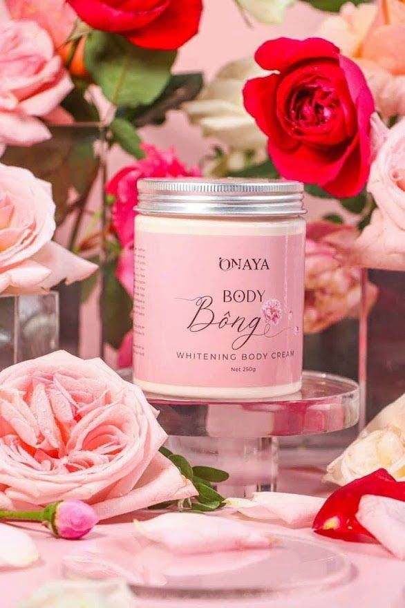 Kem dưỡng trắng da toàn thân Onaya Bông 250g, kem body Bông dưỡng trắng da, làm da trắng mịn (tặng kèm muỗng múc kem)