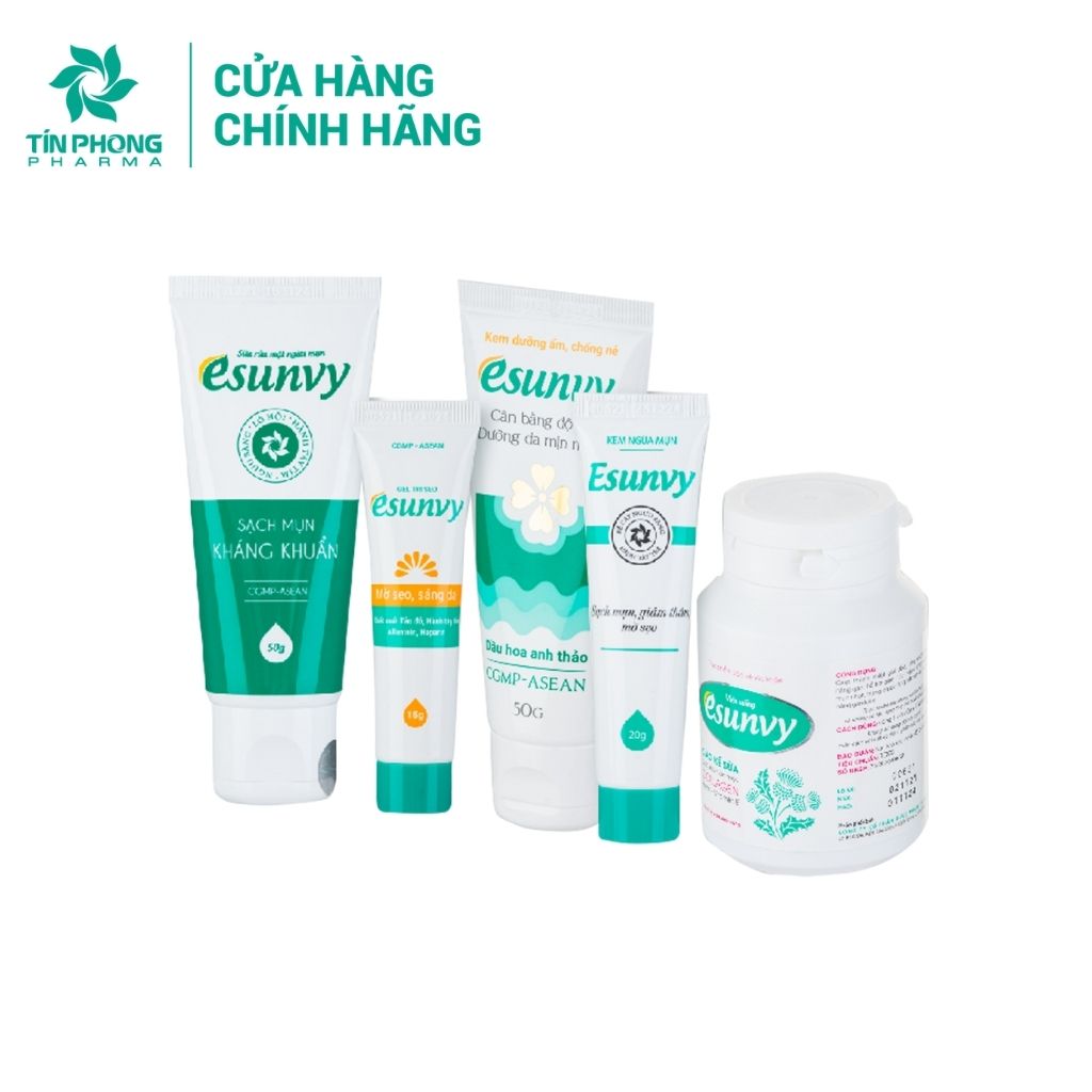 Bộ chăm sóc da mụn - sẹo - thâm chuyên sâu esunvy - giúp sạch mụn, hết thâm, mờ sẹo, an toàn, hiệu quả csdmst