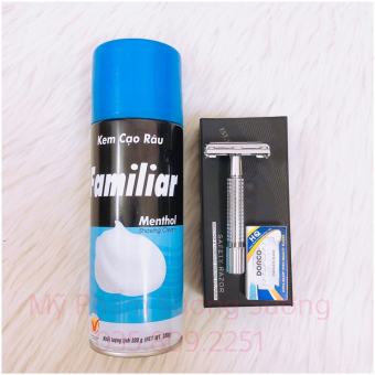 Combo Dao Cạo Râu Cổ Điển, Bọt cạo râu Familiar và lưỡi lam Dorco tiện lợi