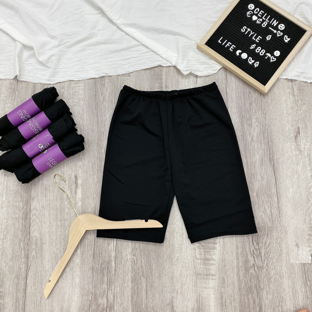 Quần Legging lửng Hottrend, Quần legging Nữ Màu Đen Mặc Nhóm