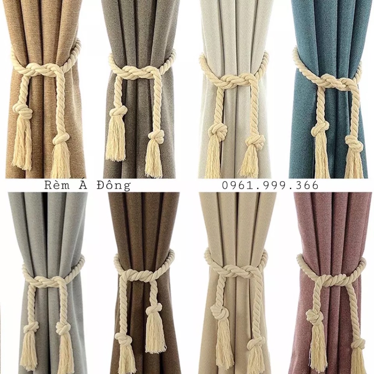 Nơ vén vặn thừng cách điệu xinh xắn, dây cột trang trí rèm cửa l