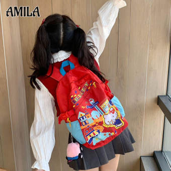 Amila tình yêu gấu báo cáo dễ thương KT Mèo cặp đi học dung tích lớn cô gái Nhật Bản Ba lô học sinh