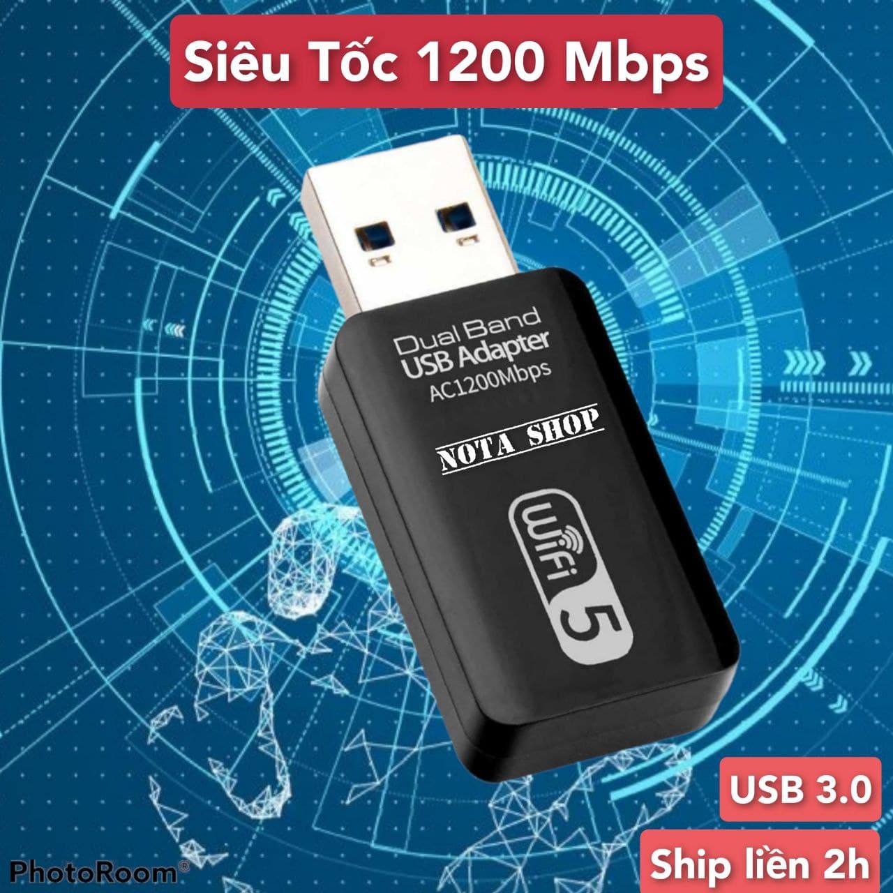 USB Thu Phát Wifi 1200mbps siêu tốc cho máy tính bàn, laptop bắt 2.4 GH/ 5GHz Usb 3.0