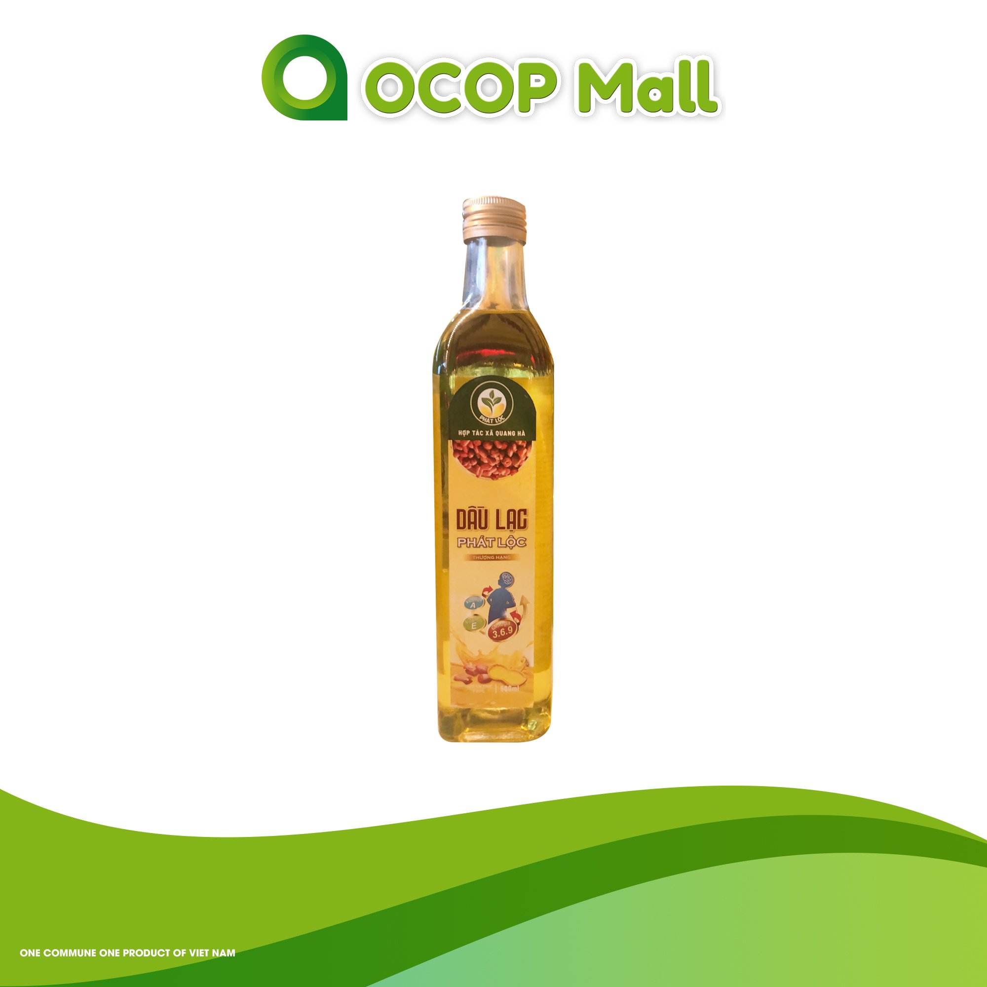 Dầu Lạc Phát Lộc nguyên chất 100% - 500ml - Chai thủy tinh - Sản phẩm OCOP