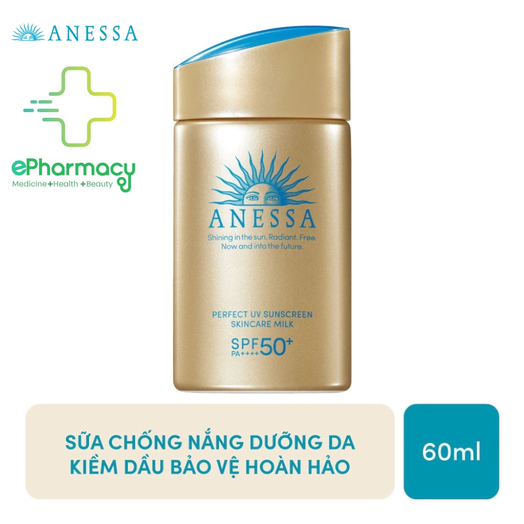 Kem Chống Nắng Anessa Perfect UV Sunscreen Skincare Milk SPF50+ PA++++ dạng sữa dưỡng da kiềm dầu 60ml