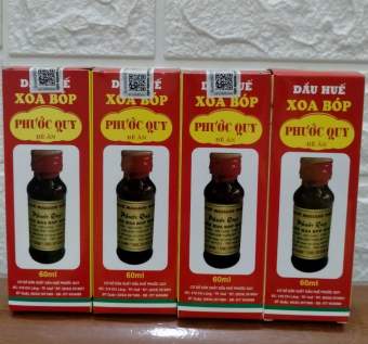 4 Dầu xoa bóp massage Huế ( hiệu Phước Quy chính hãng 4 chai x 60ml , loại có hộp )