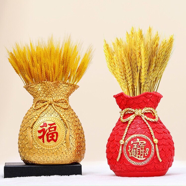 Túi Vàng Tài Lộc Túi Tiền Phong Thủy Bình Hút Lộc Cắm Hoa Để Ban Thần Tài