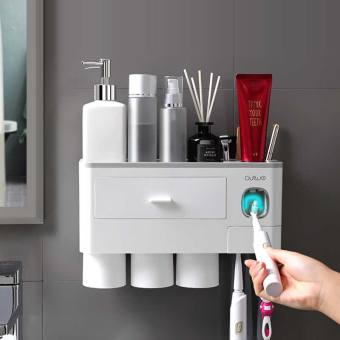 Bộ nhả kem đánh răng 3 cốc-ECOCO ,Bộ Kệ Nhả Kem Đánh Răng Tự Động Kèm Theo Cốc ECOCO