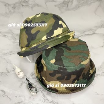 Nón bo tròn lính rằn ri cho bé siu cute thời trang unisex