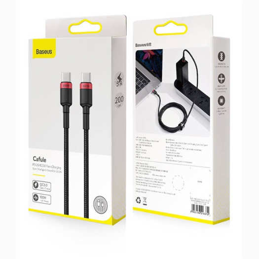 Cáp sạc nhanh baseus cafule type c to type c 100W và 60W - dây sạc 2 đầu type c xuất hình ảnh 4k dài 1m 2m cho IP macbook samsung oppo xiaomi...vv
