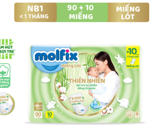 [tặng thêm miếng + Free Ship]Tấm lót newborn 90+10 tã bỉm quần dán molfix thiên nhiên bobby huggies l xl xxl xxxl