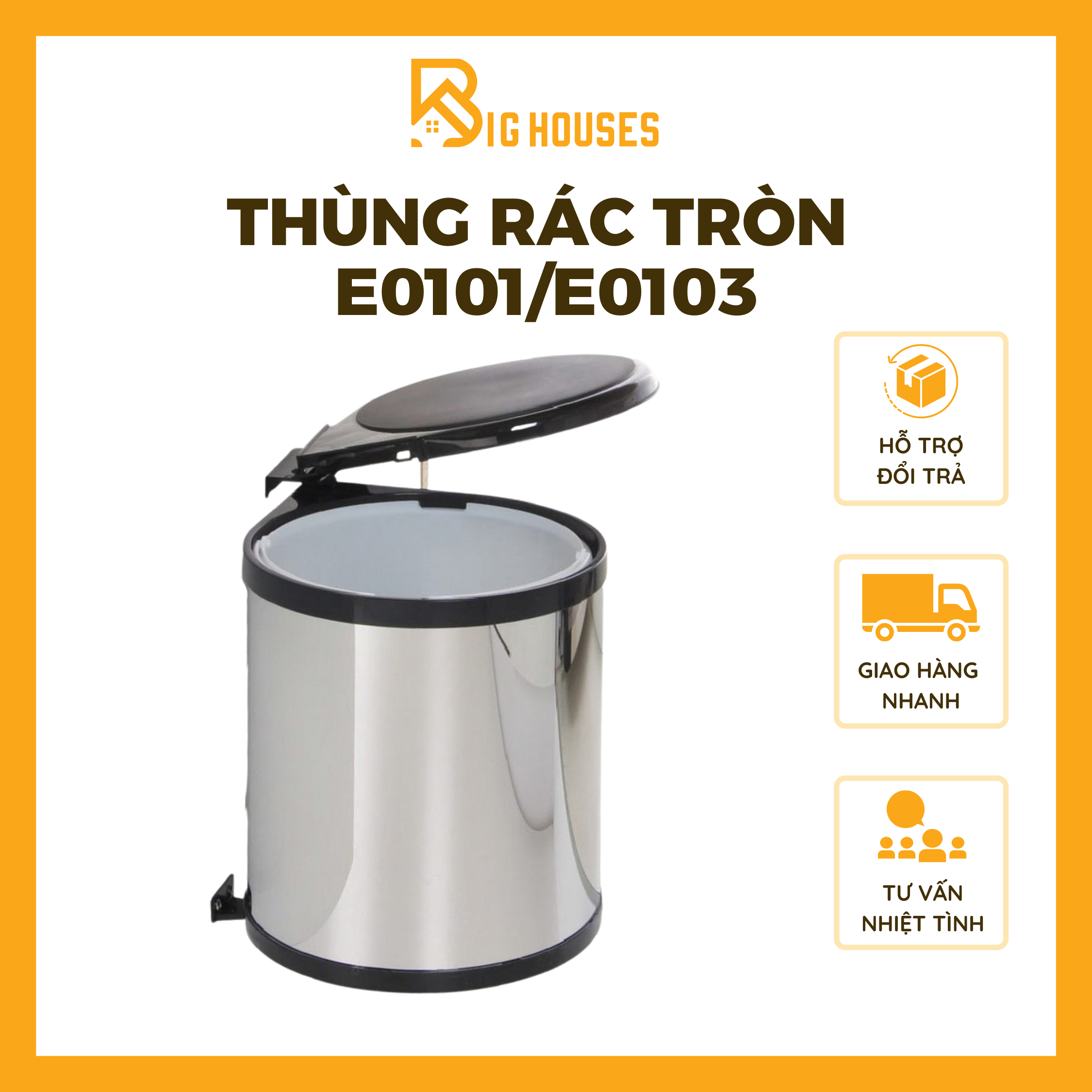 Thùng rác tròn eurogold e0101 e0103 thùng rác nhà bếp bền đẹp