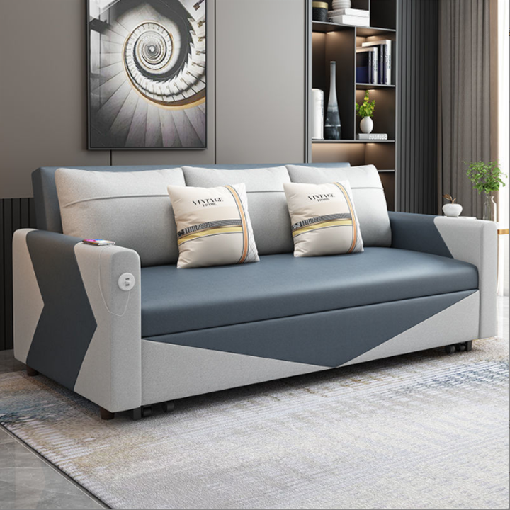 Giường sofa thông minh cao cấp thu gọn thành ghế phù hợp cho không gian phòng nhỏ hẹp, có tặng kèm gối