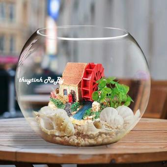 BỂ CÁ THỦY TINH ĐỂ BÀN, HỒ CÁ THỦY TINH MINI T11 (D17CM x 13CM), CHẬU CÂY THỦY SINH, Chậu Cây Cảnh