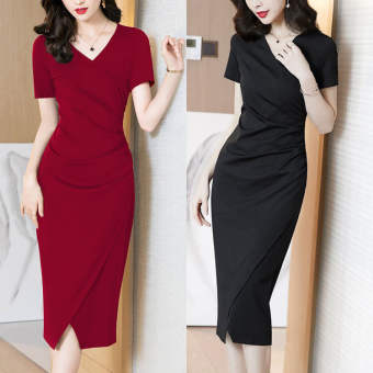 ĐẦM ÔM BODY CỔ V NHÚN EO SANG TRỌNG - QC280920