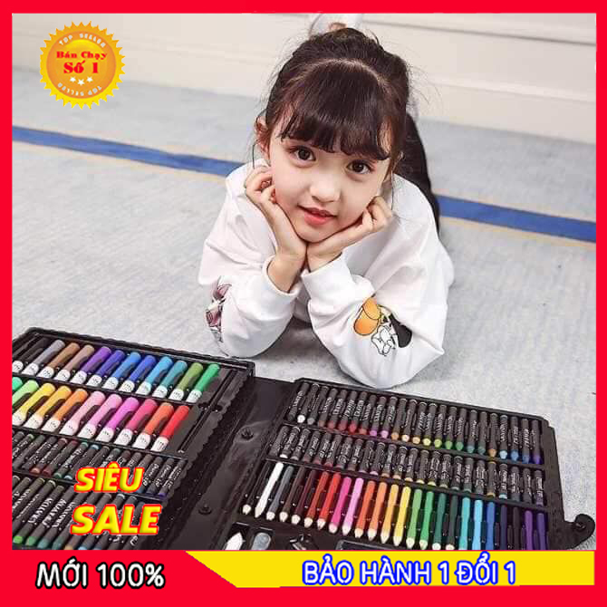 Hộp chì màu 150 chi tiết cao cấp chất liệu màu sắc cao cấp, an toàn, dễ dàng rửa sạch - hộp bút màu