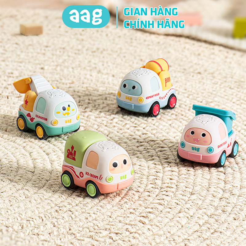 Đồ chơi trẻ em AAG2107008-1 bộ đồ chơi thông minh 4 xe ô tô tích hợp phát nhạc cho bé