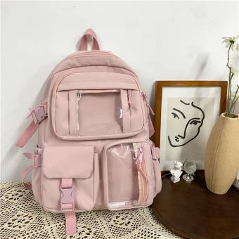 Balo Chất Vải Canvas Chống Thấm Phối Nhựa Trong Tặng Móc Khóa Gấu Bông T2 - Pvn31238