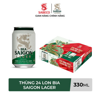 Thùng 24 lon Bia Saigon Lager - 330ml/lon. Bao bì xuân + Bao bì thường