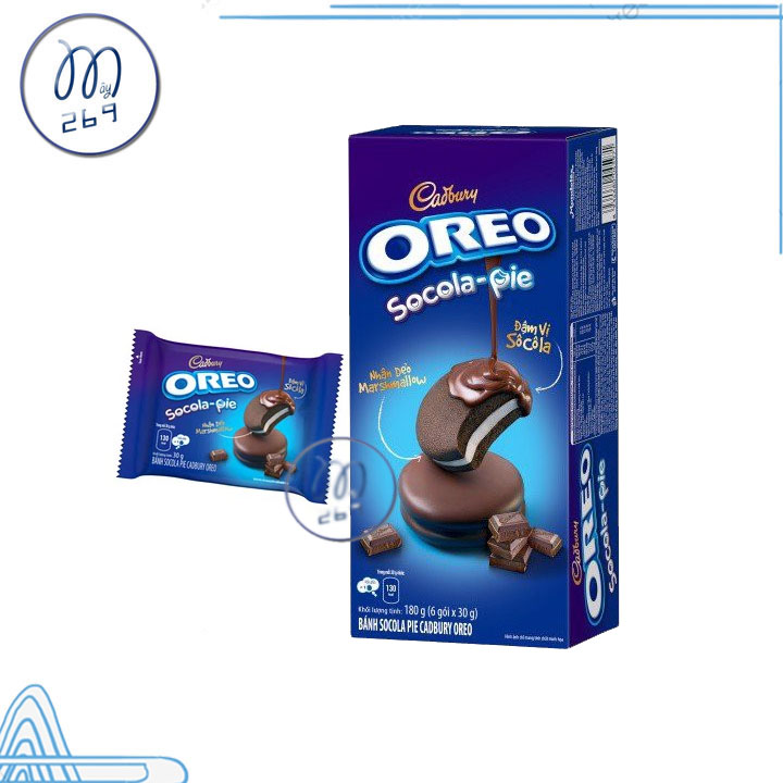 Bánh oreo socola pie hộp 180gr - bánh oreo cadbury nhân dẻo marshmallow 180gr