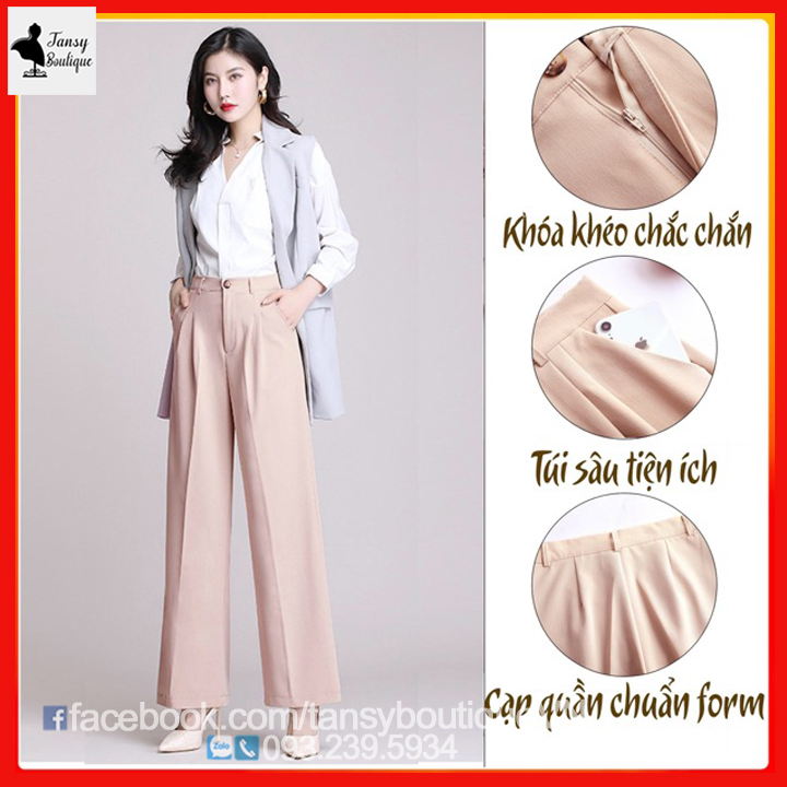FreeshipMAX - Quần ống rộng công sở Vải cát hàn đứng dáng không nhăn không nhàu - Tansy Boutique