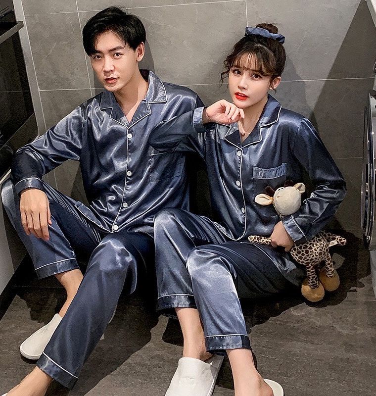 Bộ mặc nhà nam nữ uniex trơn dài tay chất lụa siêu mềm a63