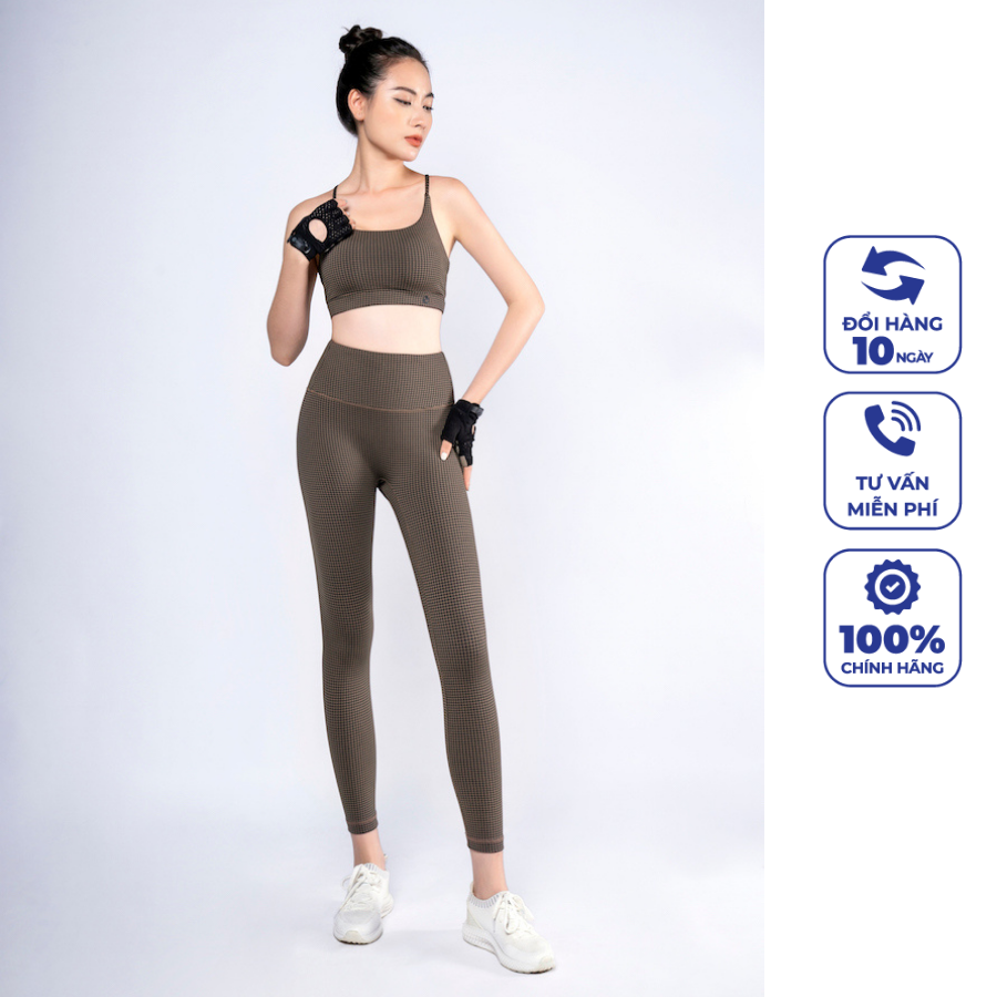 Bộ tập gym/yoga cao cấp bra get move on lv-premium - màu kẻ nâu