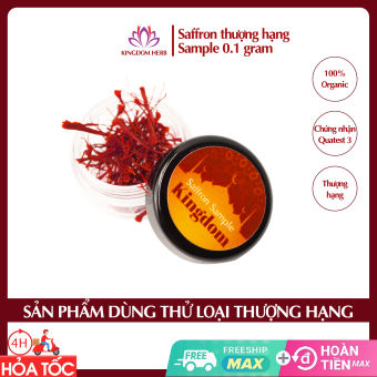 Saffron nhụy hoa nghệ tây Kingdom Iran hộp mẫu thử 0.1 gram, loại saffron super negin thượng hạng