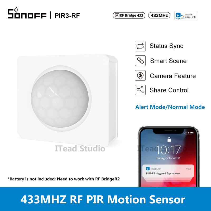 ITEAD SONOFF PIR3-RF Cảm biến chuyển động thông minh 433MHz Chế độ cảnh báo cảm biến chuyển động RF PIR / Chế độ bình thường eWeLink Thông báo cảnh báo ứng dụng Cảm biến nhà thông minh Yêu cầu RF BridgeR2