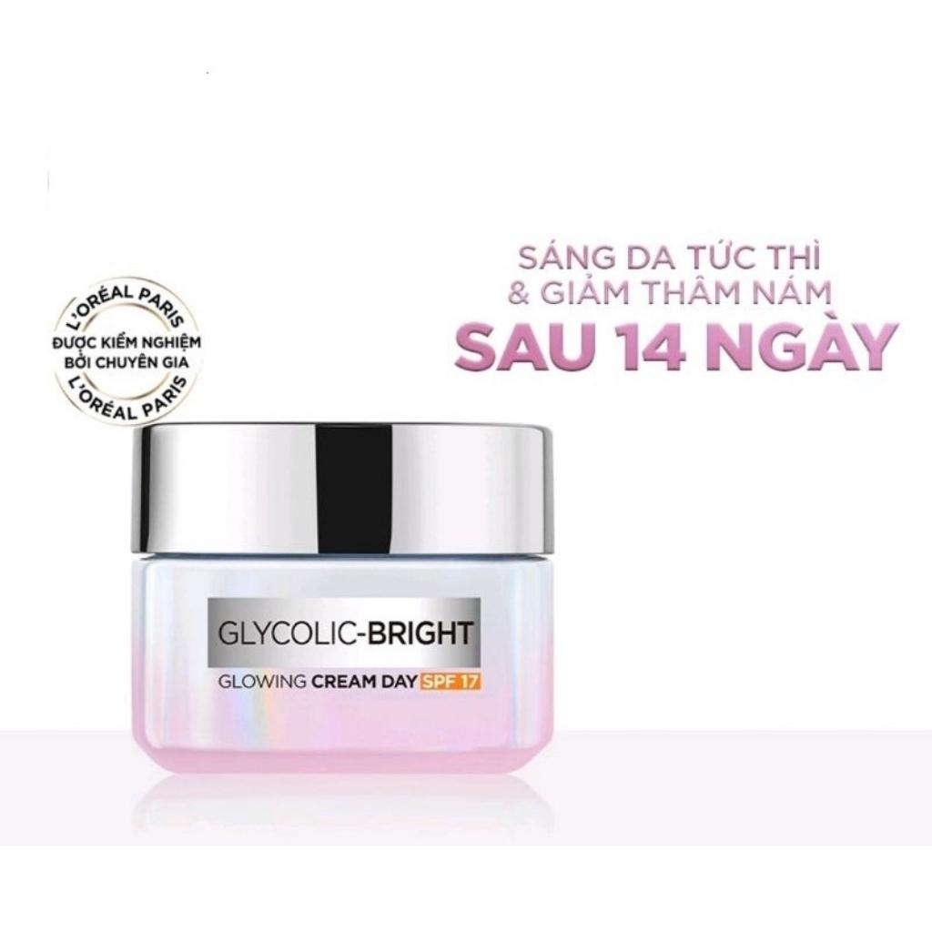 Kem dưỡng sáng da ban ngày loreal paris glycolic-bright glowing cream day spf 17 - 15ml