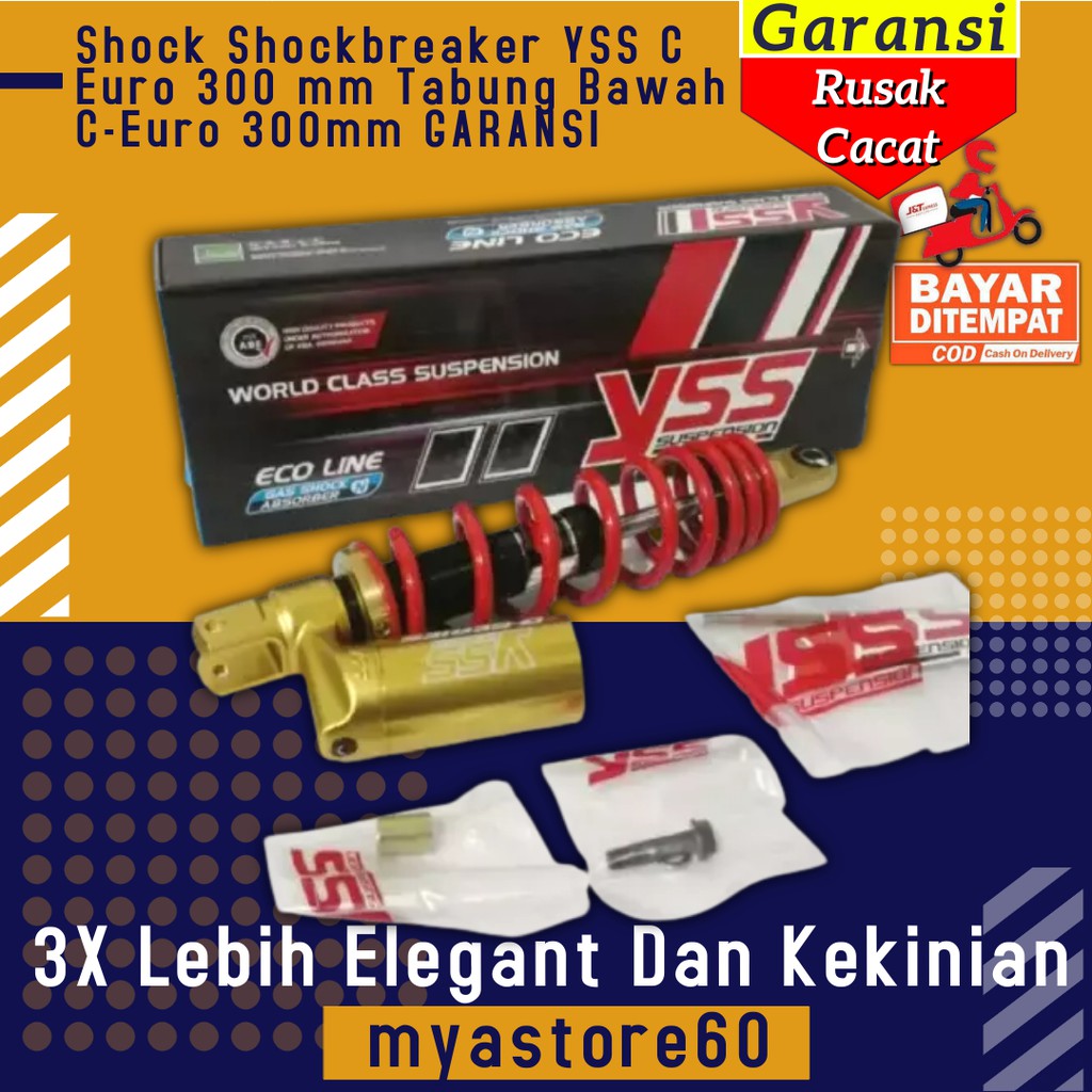 Shock Shockbreaker YSS C Euro 300 mm Tabung Bawah C-Euro 300mm GARANSI Aksesoris Variasi Motor Harga 1,501,766 rupiah*Gratis Ongkir