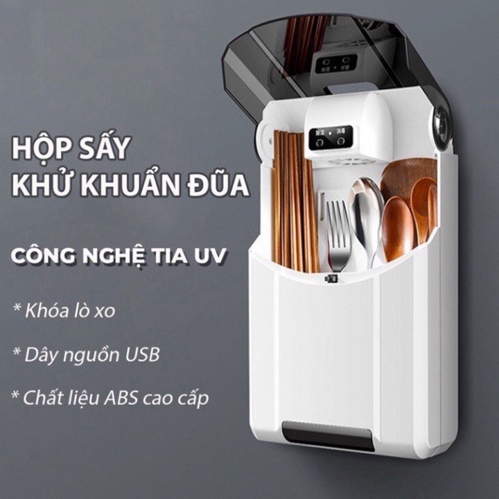 Máy khử khuẩn đũa thìa bằng tia uv treo tường tiện lợi, máy khử mùi, hộp treo đũa sấy khô siêu sạch
