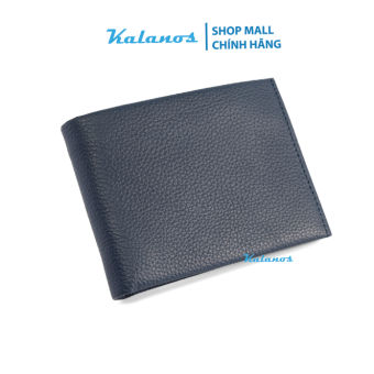 Bóp Ví nam da bò cao cấp màu xanh dương Kalanos KBN170-Xanh, Ví nam da bò rẻ đẹp dáng ngang