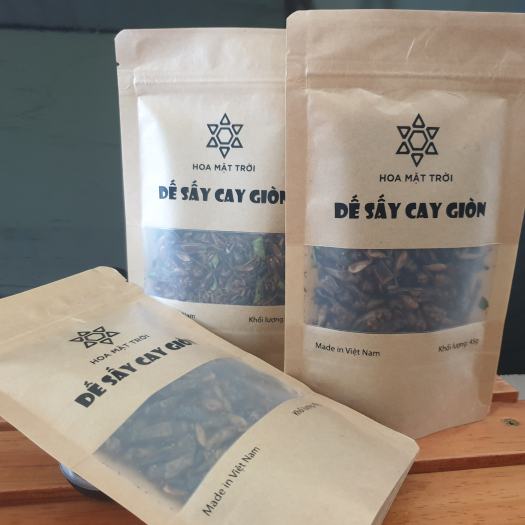 Dế Sấy Cay giòn BeeShop BS01, Dế sấy ăn liền, dế rang tỏi ớt, món ăn côn trùng