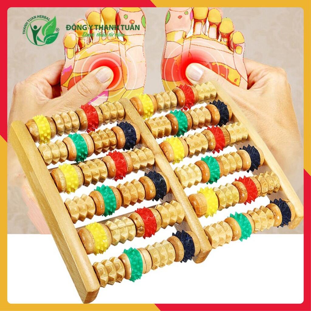 Dụng cụ massage chân 6 thanh gỗ và nhựa cao cấp bàn lăn gỗ massage chân 6 hàng bàn lăn massage chân - Bảo Hành Uy Tín
