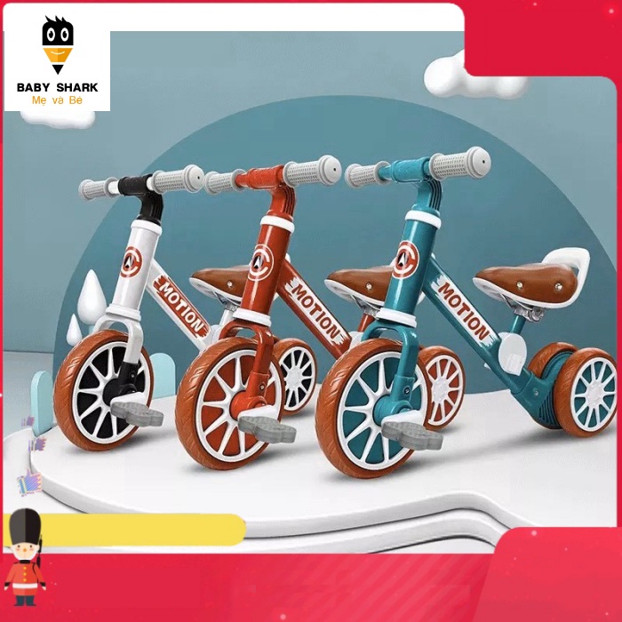 Xe motion chòi chân 3 bánh tự cân bằng kết hợp xe đạp có yên da cho bé từ 1 đến 6 tuổi - xe chòi chân kết hợp xe đạp motion, yên da