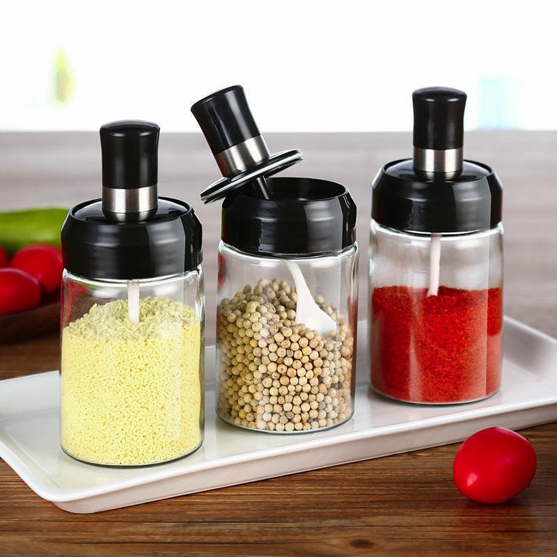 Lọ Thuỷ Tinh Đựng Gia Vị Có Nắp Đậy Kèm Muỗng 250ml