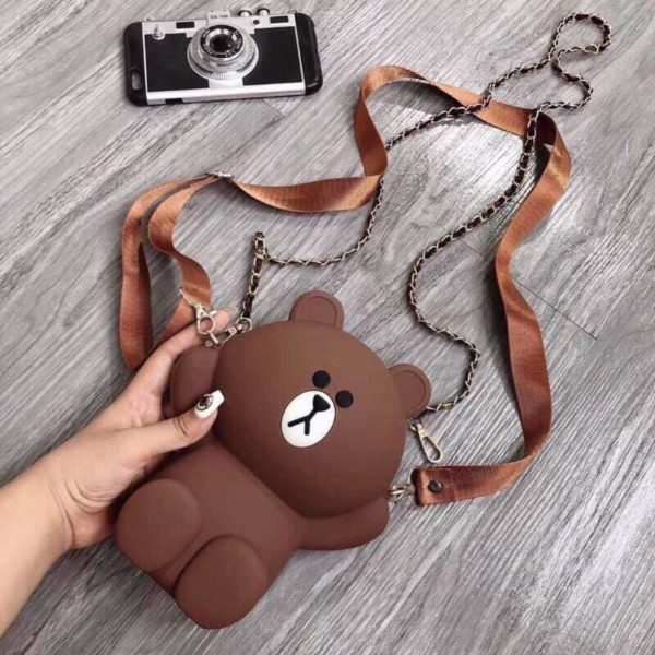 Túi gấu - túi xách nữ - túi đeo chéo silicon hình gấu brown bear cỡ lớn kèm 2 dây đeo chéo
