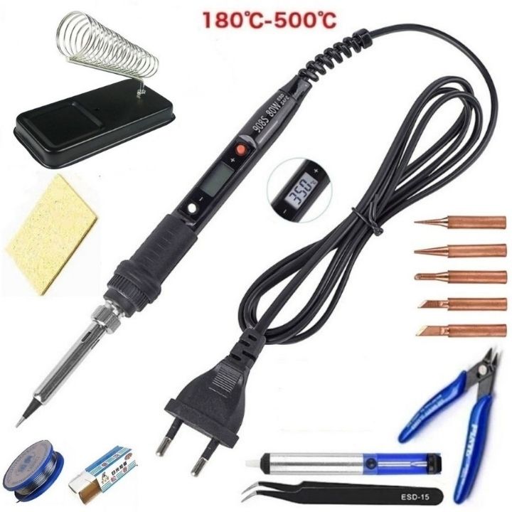 Mỏ hàn chì , hàn thiếc 80w có LCD báo nhiệt , chỉnh nhiệt từ 180 độ tới 500 độ , nóng siêu tốc kèm các phụ kiện