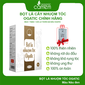 THUỐC NHUỘM TÓC BẠC THẢO DƯỢC NHUỘM TẠI NHÀ NHUỘM ĐEN AN TOÀN BỘT LÁ NHUỘM TÓC OGATIC - NÂU ĐEN