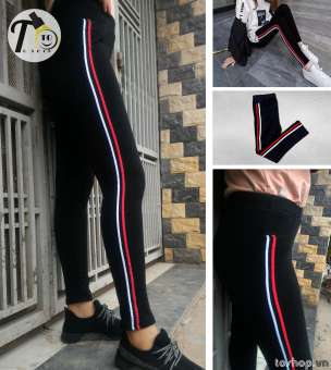 Quần Thun Nữ - legging ( 2 sọc trắng đỏ)