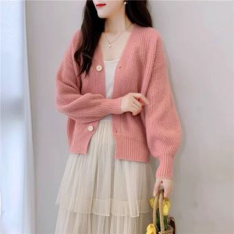 Áo Khoác Cardigan Len Nữ Dáng Lửng Tay Bồng Trẻ Trung