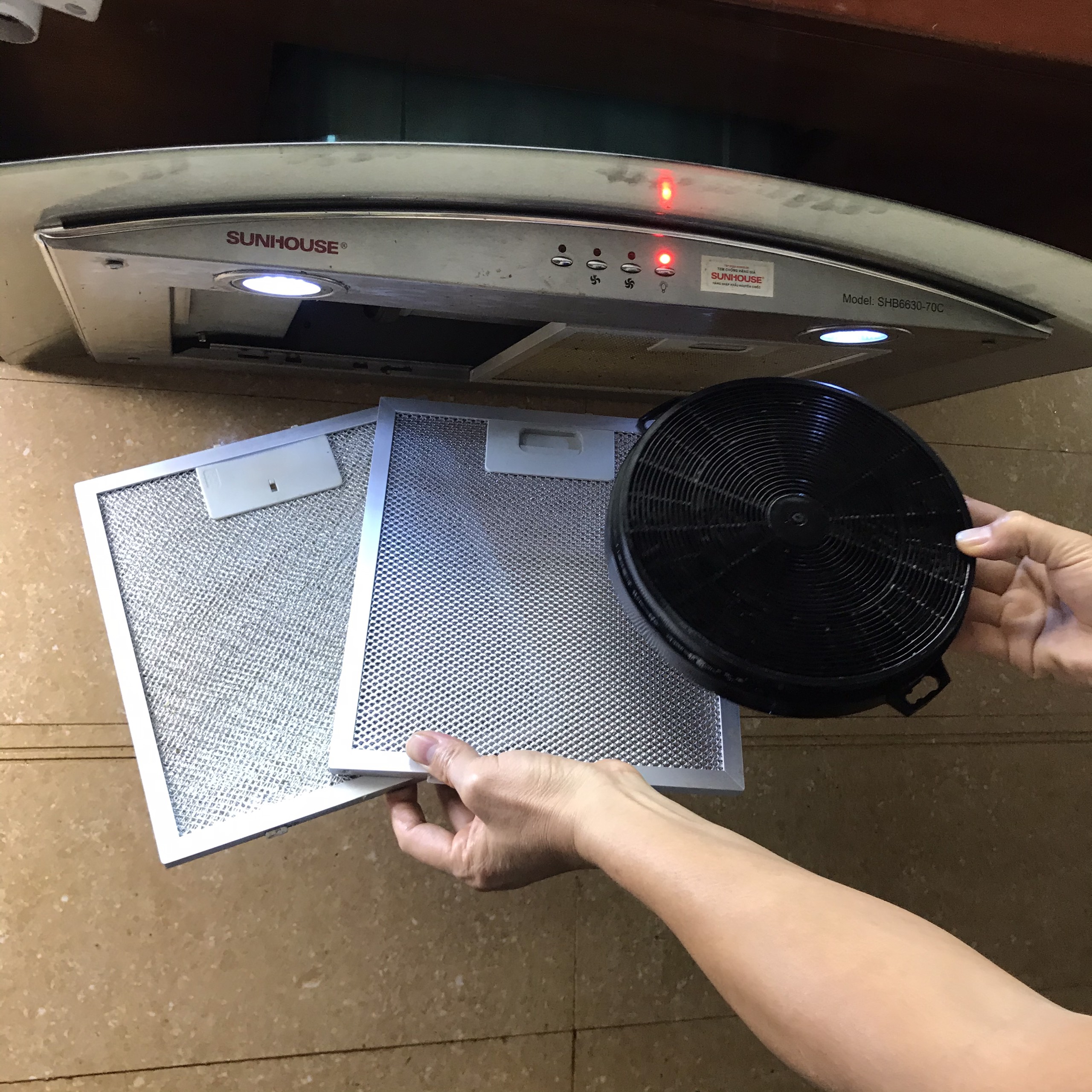 Lưới nhôm, màng chắn mỡ máy hút mùi bếp - Vỉ than hoạt tính âm tủ, phụ tùng Canzy Sunhouse