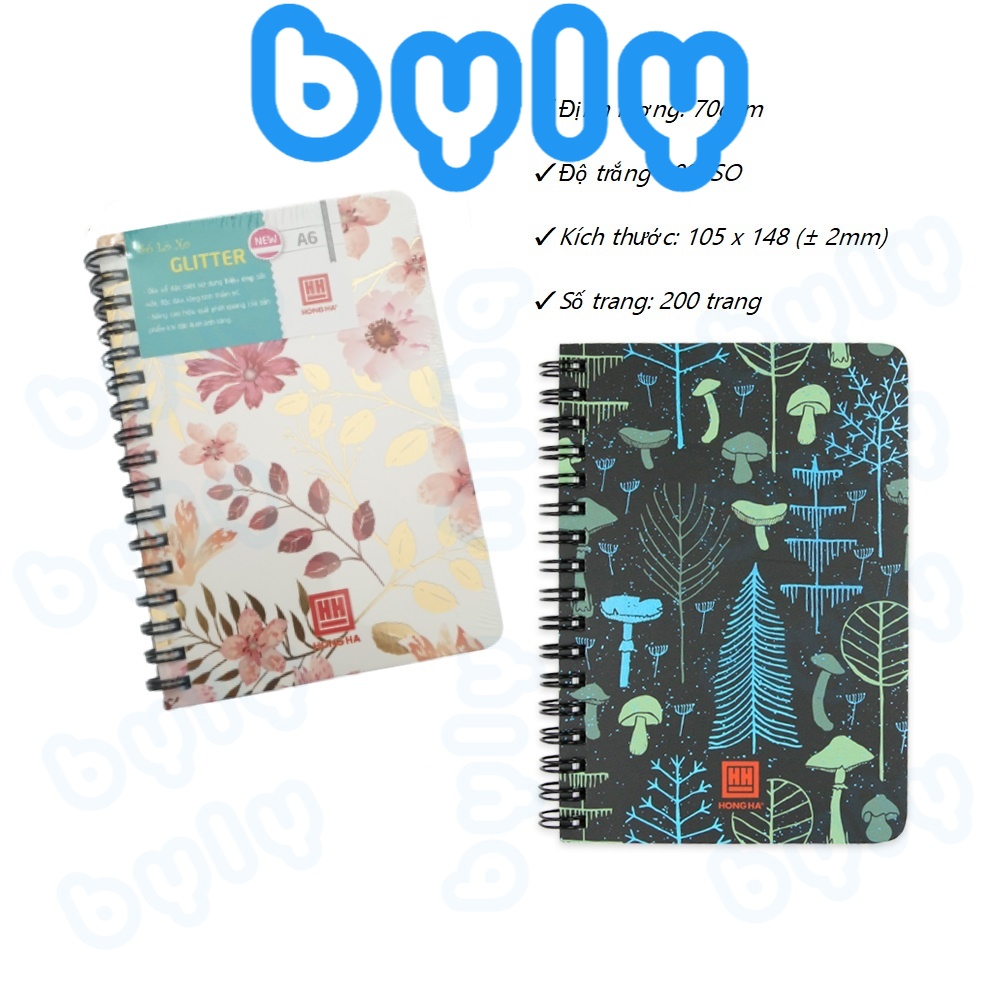 Ship hoả tốc - Sổ lò xo A6 200 trang bìa Glitter Hồng Hà 4160 bìa có hiệu ứng dạ quang phát sáng - ByLy Store