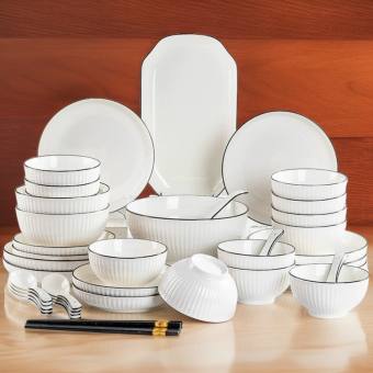 Đĩa, bát, tô, chén sứ Decor trắng viền đen sang trọng, đĩa, đĩa trang trí, đĩa sứ, dĩa sứ, chén ăn cơm, tô ăn cơm, chén ăn cơm, chén tô dĩa,