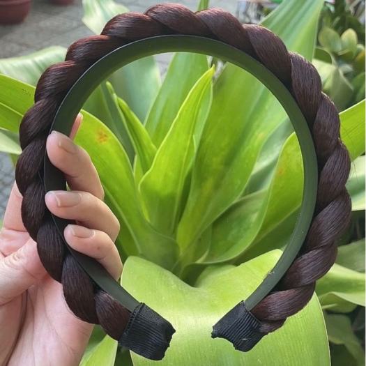 Băng đô tết tóc bính phồng, cài làm bằng tóc giả, phụ kiện cao cấp