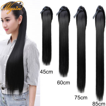 Kẹp Tóc Đuôi Ngựa Thẳng Dài 45Cm/60Cm/75Cm/85Cm Kẹp Tóc Nối Màu Đen Tự Nhiên Cho Nữ