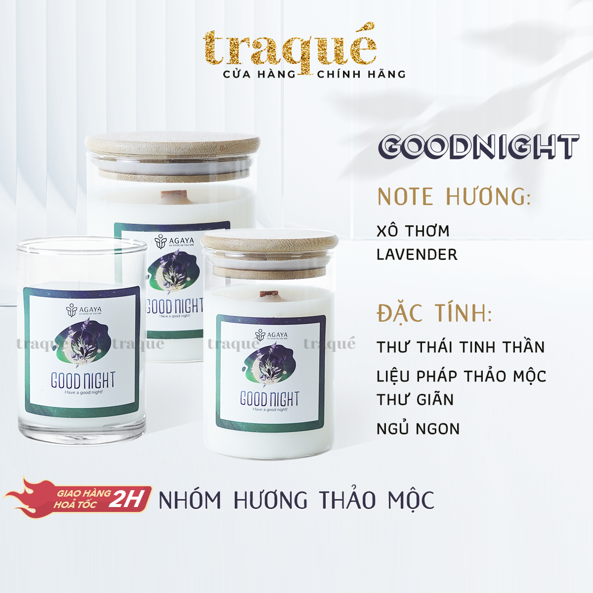 Nến thơm Agaya/Candle Cup - Hương Thảo Mộc GOODNIGHT
